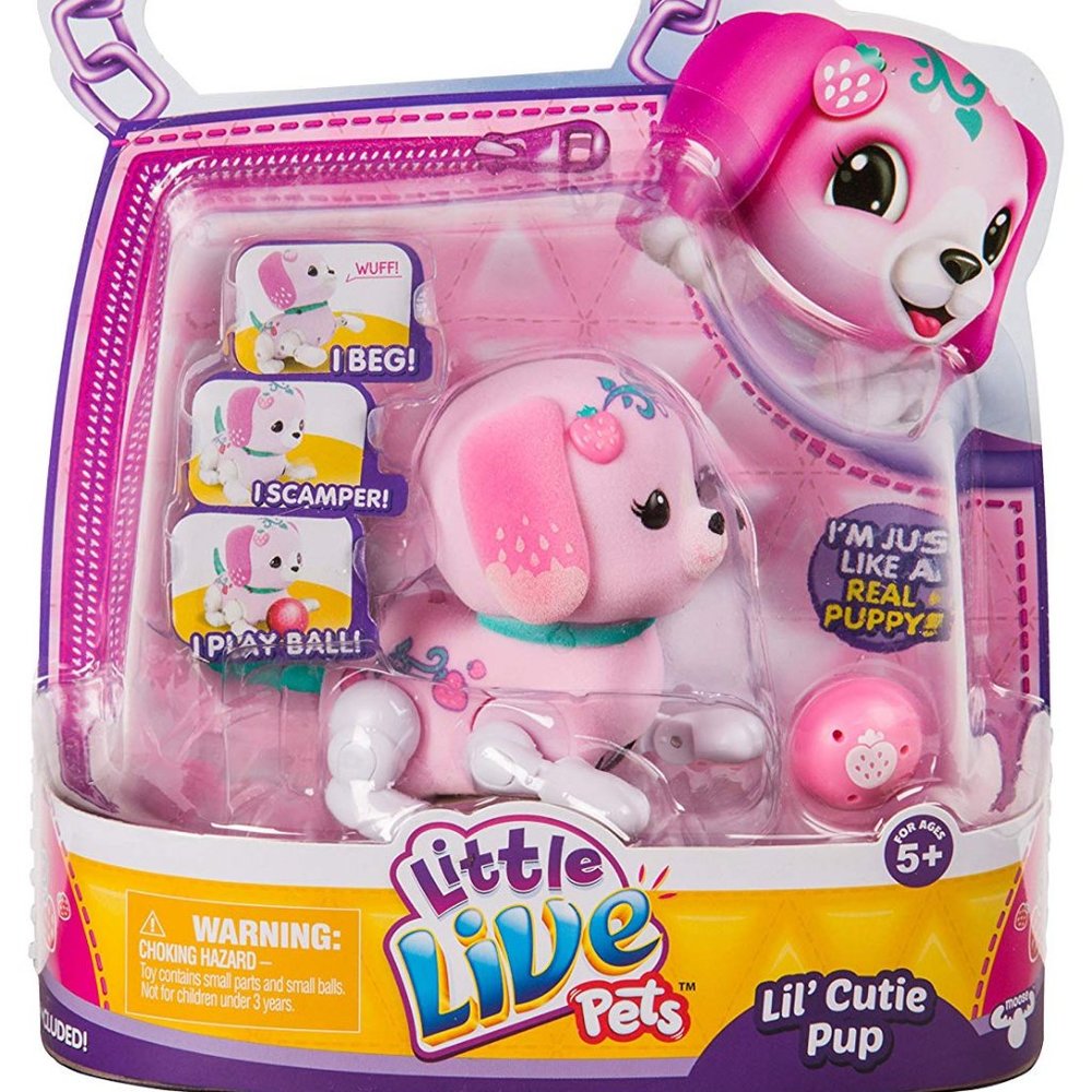 Little Live Pets Lil Cutie Pup Pawberry Pink Miniature Interactive Pet Toy Rare